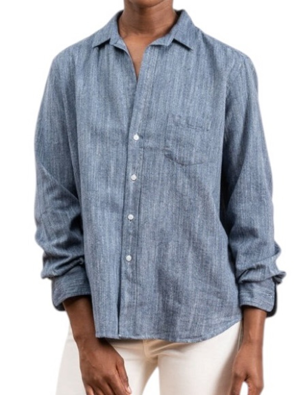 Frank & Eileen EILEEN Washed Indigo Flannel Button Down Shirt Size Medium